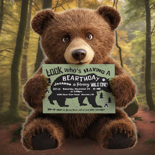 Invitation L'Ours Boho Tribal Anniversaire Wild One!