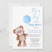 Invitation L'ours minimaliste "C'est un garçon !" Baby shower (Devant)