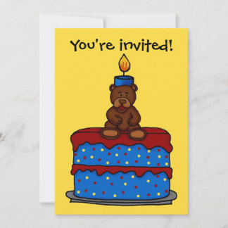 Invitation l'ours sur l'invitation de la fête d'anniversaire 