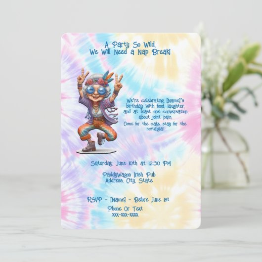 Invitation Lovable Hippie Anniversaire Fête Danse Boho (Debout devant)