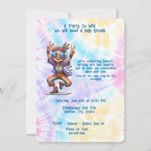 Invitation Lovable Hippie Anniversaire Fête Danse Boho (Devant)