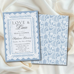 Invitation Love and Lace Vintage Blue Lace Baby Shower Mariag
