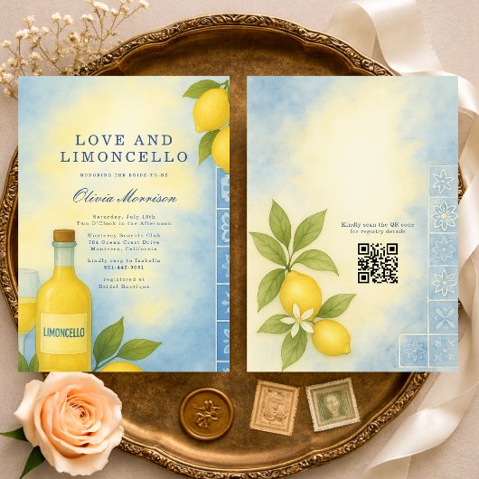 Invitation Love and Limoncello Italian QR Code Bridal Shower