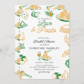 Invitation Love and Pasta Hand Drawn Bridal shower (Devant / Derrière)