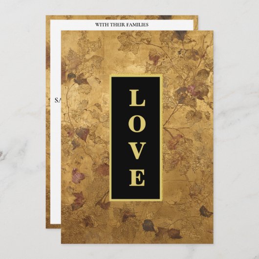 Invitation *~ LOVE AR66 RSVP QR Elegant Gold Mariage (Devant / Derrière)