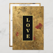 Invitation *~ LOVE AR66 RSVP QR Vintage Gold Mariage (Devant / Derrière)
