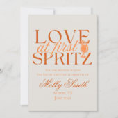 Invitation Love at First Spritz - Fun Orange Bachelorette (Devant)