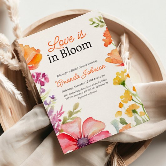 Invitation Love Bloom Fleur sauvage Peach Fête des mariées fl