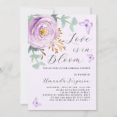Invitation Love Bloom violet rose papillon Fête des mariées (Devant)