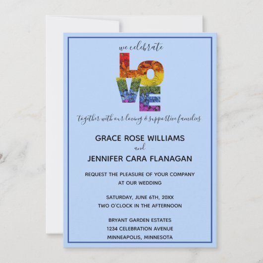Invitation LOVE Blue Theme Same Mariage Collection (Devant)