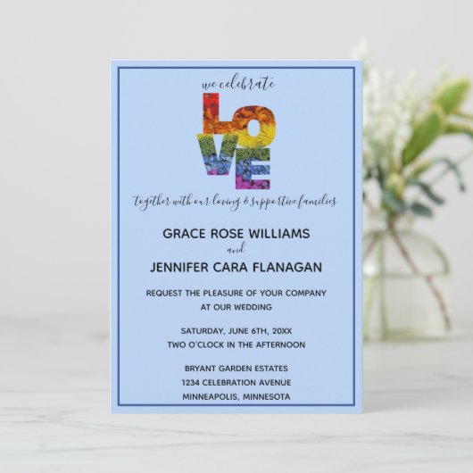 Invitation LOVE Blue Theme Same Mariage Collection (Debout devant)