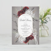 Invitation Love & Bones Éffrayant Red Floral Fête des mariées (Debout devant)