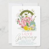 Invitation Love Brewing Pink Floral Tea Party Fête des mariée (Devant)