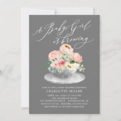 Invitation Love Brewing Pink Peonies Floral Baby Tea Douche (Devant)
