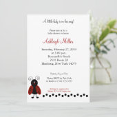 Invitation Love Bug Black & Red Ladybug 5x7 Baby shower (Debout devant)