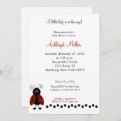 Invitation Love Bug Black & Red Ladybug 5x7 Baby shower (Devant / Derrière)