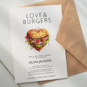 Invitation Love & Burgers Amusant Décontracté Fête des mariée