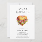 Invitation Love & Burgers Amusant Décontracté Fête des mariée (Devant)