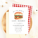 Invitation Love   Burgers Picnic BBQ<br><div class="desc">Love   Burgers Picnic BBQ Wedding Shower. A fun casual coed or couples wedding shower or bridal shower. Parfait pour un picnic ou BBQ.</div>