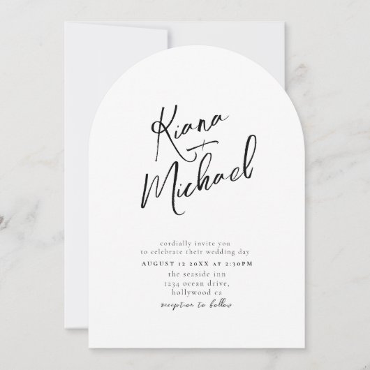 Invitation Love Calligraphy Mariage B&W Arch ID940 (Devant)