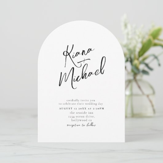 Invitation Love Calligraphy Mariage B&W Arch ID940 (Debout devant)