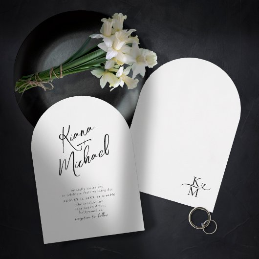 Invitation Love Calligraphy Mariage B&W Arch ID940