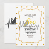 Invitation Love cat cardiogramme - Choisir la couleur arrière (Devant / Derrière)