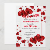 Invitation Love & cœurs Manger, Boire & la Saint-Valentin Pa (Devant / Derrière)