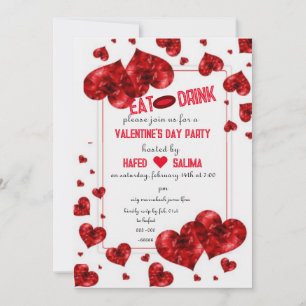 Invitation Love & cœurs Manger, Boire & la Saint-Valentin Pa