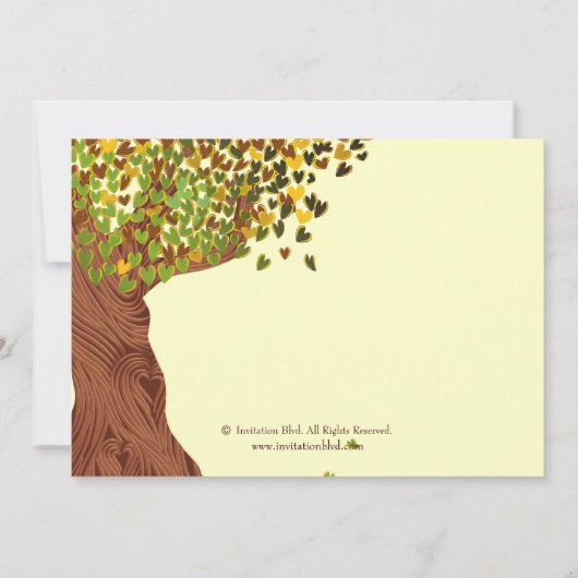 Invitation Love Couple Initials Oak Tree Fall Fête de l'marié (Dos)