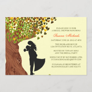 Invitation Love Couple Initials Oak Tree Fall Fête de l'marié