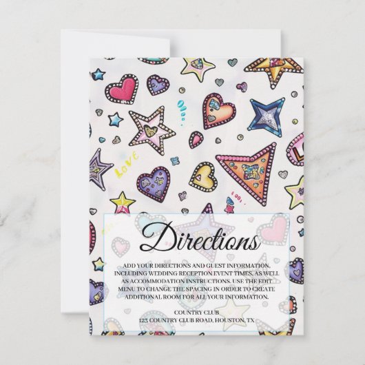 Invitation Love & Crystal Instructions pour le placement du c (Devant)