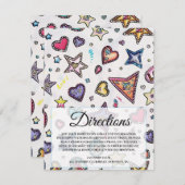 Invitation Love & Crystal Wedding Directions Insert Card (Devant / Derrière)