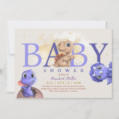 Invitation Love Dino Simple Funny Mignonne Dragon Bébé Garçon (Devant)