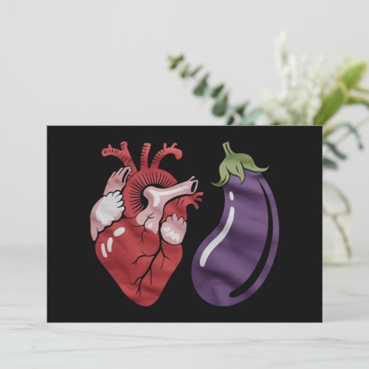 Invitation Love Eggplant Funny Gay pride Humour LGBTQ Plaisan (Debout devant)