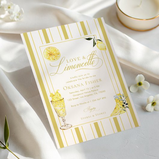 Invitation Love et Limoncello Fête de Fiançailles aux Citrons