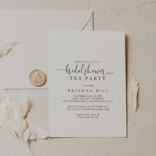 Invitation Love Fancy Script Fête des mariées Tea Party Invit