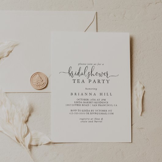 Invitation Love Fancy Script Fête des mariées Tea Party Invit