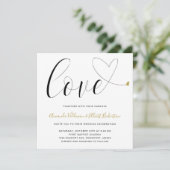 Invitation Love Gold Heart Noir et blanc Mariage moderne (Debout devant)