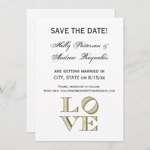 Invitation LOVE Graphic Text - Faux Gold