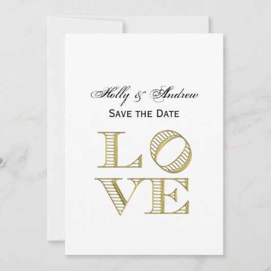 Invitation LOVE Graphic Text - Faux Gold (Devant)