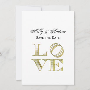 Invitation LOVE Graphic Text - Faux Gold