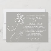 Invitation Love Grey & White Coeurs et papillons Mariages (Devant)