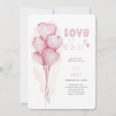 Invitation Love Heart Balloons Aquarelle Fête des mariées (Devant)