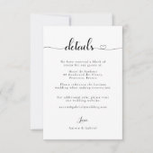 Invitation Love Heart Modern Black And White Détails Mariage (Devant)