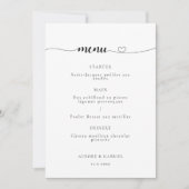 Invitation Love Heart Modern Black And White Mariage Menu (Devant)