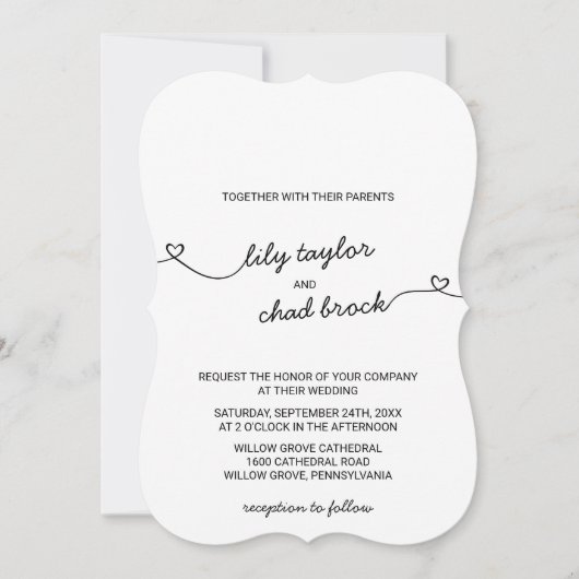 Invitation Love Hearts Mariage (Devant)