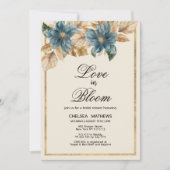 Invitation Love In Bloom bleu or Fête des mariées florale (Devant)