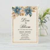 Invitation Love In Bloom bleu or Fête des mariées florale (Debout devant)