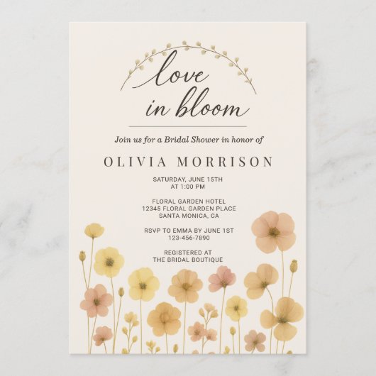 Invitation Love In Bloom Boho QR Code Bridal Shower  (Devant)